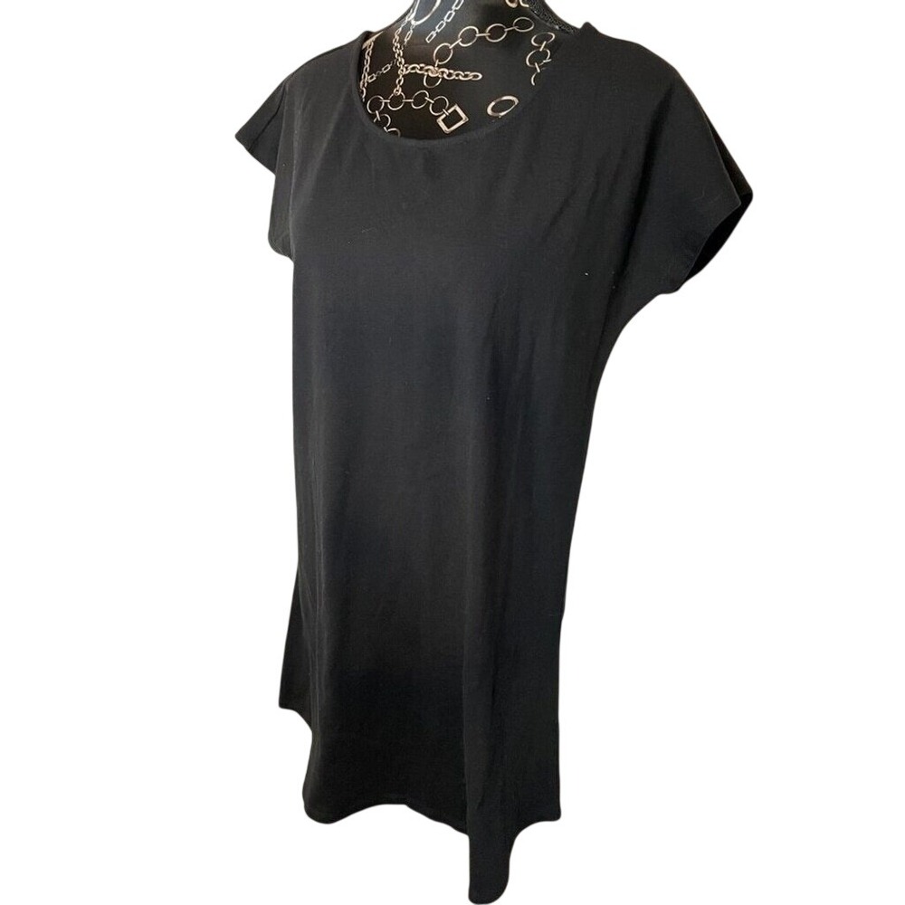 Black T-Shirt Dress Casual Everyday Short Sleeve Womens Basic Minimalist